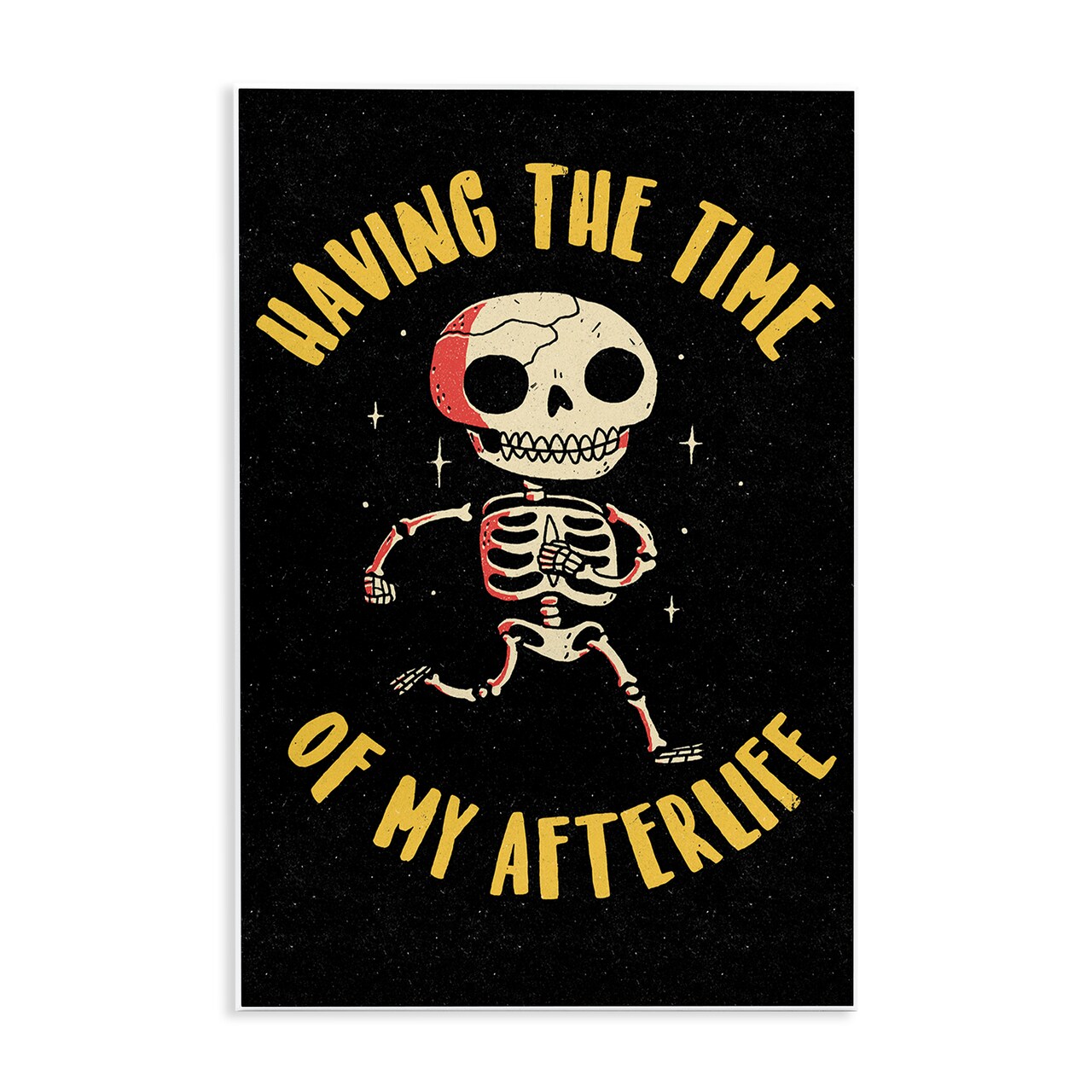 Time Of My Afterlife Witty Skeleton Smiling Sparkles Wall Plaque Art